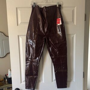 SPANX Glossy Dark Brown faux Leather Pants